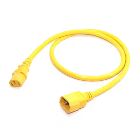 IEC320 C14 To C13 PDU UPS Extension Cable 15A 250V Male To Female 14AWG 3x2.08mm Yellow