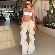 DUNEA Straps Splicing Ruffle Trousers