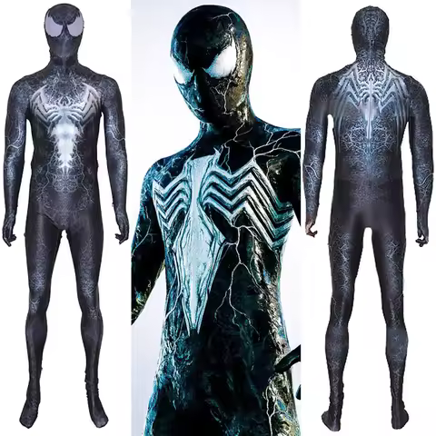 PS5 Venom Spiderman Cosplay Superhero 3D Printed BodySuit Costume Venom Spider Spandex Zentai Outfit