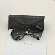 Gucci/古馳太陽鏡墨鏡經典黑金大框設計