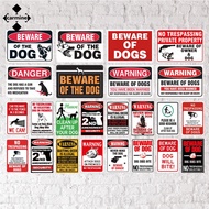 2024 Warning Metal Sign Beware of Dogs Tin Poster Metal Plate Vintage Wall Art Wall Sticker Red Tin 