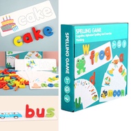 【Brighthor】Wooden Spelling Word Puzzle Game Toy Word Spelling Matching Game English Alphabet Learnin