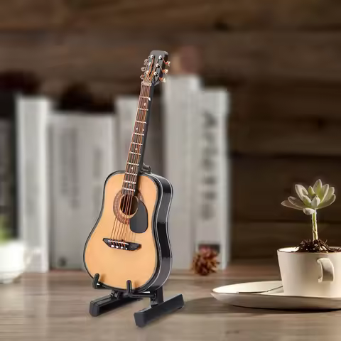 Guitar Model Decor Mini Guitar Display Miniature Wooden Guitar Model Display Mini Ornaments Craft Ho