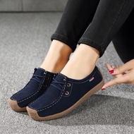 Boat Shoes Flats Loafers Women Big Size Lace-up Shoes Leather Shoes Suede Shoes