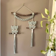 SET of 2 macrame owls - cotton rope material - Wall hanging for home decoration, homestay, as a gift