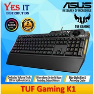ASUS TUF Gaming K1 RGB Keyboard with Dedicated Volume Knob, Spill-resistance, Side Light Bar and Arm