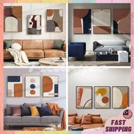 Karya seni dinding kanvas HD potret bersama rangka warna beige gaya boho hiasan galeri rumah poster 