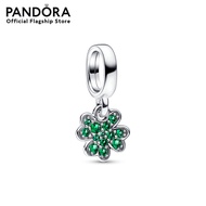 Pandora Clover sterling silver dangle with royal green crystal
