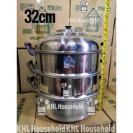 32cm-40cm PERIUK PENGUKUS CAP KUCING Aluminium 3 LAYER Steam Pot Steamer Cookware Pot Periuk Kukus