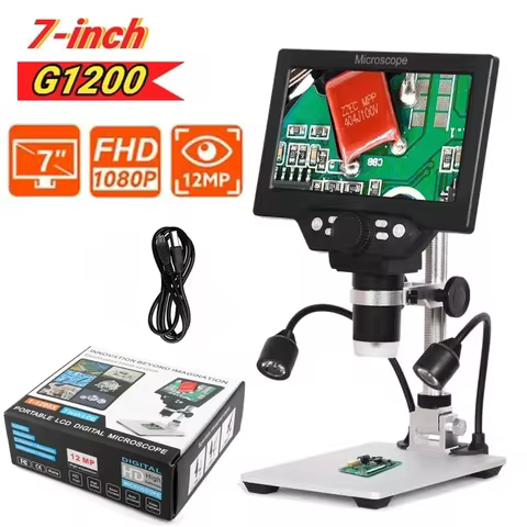 Hot Selling 1200X Digital Microscope 12MP 7'' HD LCD Video Microscope Soldering Repair Magnifier Met
