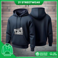 🔥100% Cotton🔥 Cute Cat Baju Hoodie Lelaki Hoodie Man Hoodie Women Jaket Lelaki Unisex Hoodie 200GSM 