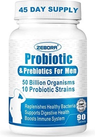 ▶$1 Shop Coupon◀  Probiotics for Men, Probiotics and Prebiotics for Digestive Health, 90 Tablets, 50