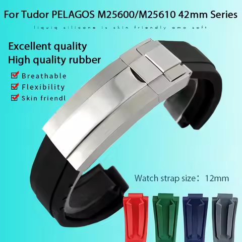 22mm-12mm Convex Rubber Silione Watchband Fit for Tudor Tudor Black Bay GMT Pelagos 25407 25600 Wate
