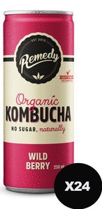 Remedy Drinks - 澳洲有機 KOMBUCHA 紅茶菌 I 康普茶 飲品 I 野莓 (24 罐 x 250 ml) 一箱*