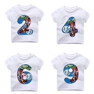 kids clothes boys Spiderman Spidey graphic t shirts children clothing Happy Birthday A Number 1 2 3 