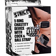 STRICT 5 Ring Chastity Device with Cock and Ball Strap