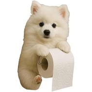 Dog Paper Towel Holder - Cute Puppy Wall Mounted Toilet Roll Dispenser - Pet Theme Bathroom Tissue S