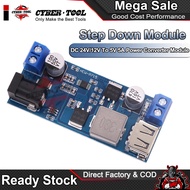 DC-DC 24V/12V to 5V 5A Step Down Buck Converter USB Charger Module