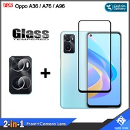 2in1 Tempered Glass Front and Camera Lens Package Oppo A8 A15 A15s A16 A16E A16K A16s A17 A31 A32 A3