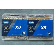 Turkey Tth Boxed KMC X8 High-Strength Gold Silver 8-Speed Chain 116 Mesh With Quick Buckle