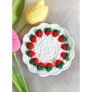 Strawberry Pattern Knitted Coaster / Mug Coaster