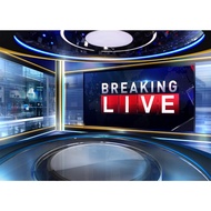 News Theme Photography Backdrop 7x5ft TV Show Breaking News Monitor Equipment Backdrop Microphone Re