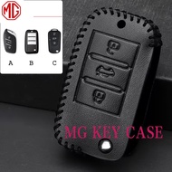 MG 3Buttons Leather Key Cover For MG ZS /MG VS/MG HS/MG ZS EV/MG4 EV/MG EP/MG3 /MG4/ MG5 /MG6/MG3 hy