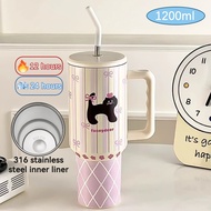 （In stock）40oz Ice King Cup thermal mug coffee cup 304 stainless steel with straw and handle upgrade