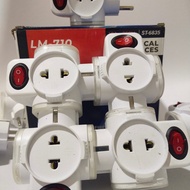 4 Way T-Ground Plug + On Off Switch Multi Prong Plug