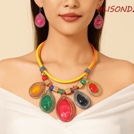 ALISONDZ Earrings Necklace Set, Hook Pu Rope Choker Costume Jewellery, Costume Jewellery Safe Reliab