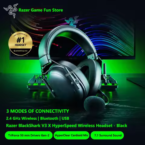 New Razer BlackShark V3 X HyperSpeed Wireless Gaming Headset - 50mm Drivers - Cardioid Mic - 2.4 GHz