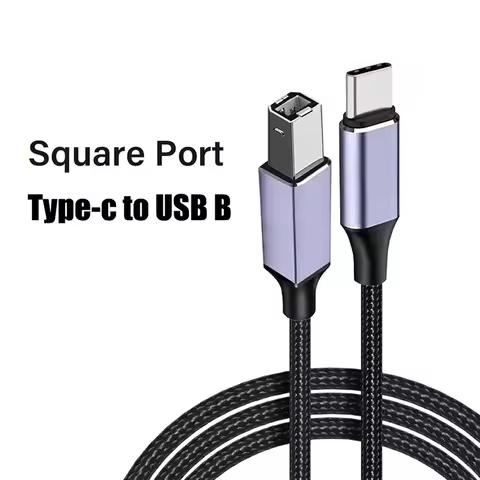 USB Printer Braided Cable Type C to USB B 2.0 Male Scanner Cord High Speed Printer Scanner For HP Ca