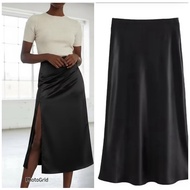 J.Crew Satin Midi Skirt — Black