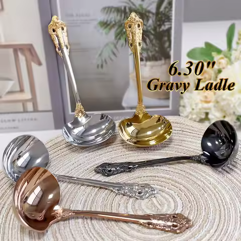 2/3/4/5/6 Pieces Gravy Ladle 6.3in Gorgeous 1 oz. Mirror Gold 18/10 Stainless Steel Gravy Sauce Soup