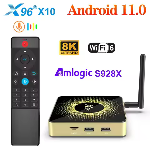 X96 X10 Amlogic S928X-J TV Box 8GB RAM 64GB ROM Support 8K USB3.0 Wifi6 BT1000M LAN Google Voice Inp