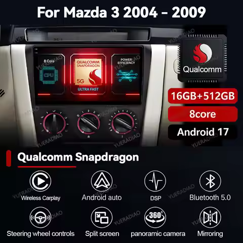 Android 17 For Mazda 3 I BK 2003 - 2009 CarPlay Auto Car Radio Multimedia Stereo Video Player GPS NA