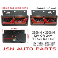 J101S04 330MM X 200MM 12V OR 24V SMD SEQ TAIL LAMP J0464 J0461 PRICE FOR 1 PAIR 2PCS