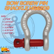 BOW SCREW PIN SHACKLE HG6209 ( 1T3/8", 1.5T7/16", 2T1/2", 3.25T5/8", 4.75T3/4", 6.5T 7/8")
