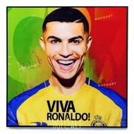 Cristiano Ronaldo #11 คริสเตียโน่ โรนัลโด้ Al Nassr ทีม อัลนาสเซอร์ รูปภาพ​ติด​ผนัง​ pop art พร้อมกร