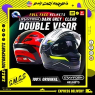 GRAYFOSH G9999 Full Face Helmet Adjustable Double Visor (100%Original) TOPI KELEDAR MOTOSIKAL 头盔 SMO