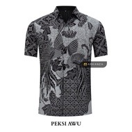 KEMEJA Original Batik Shirt With Short AWU Motif, Men's Batik Shirt For Men, Slimfit, Full Layer, Short Sleeve