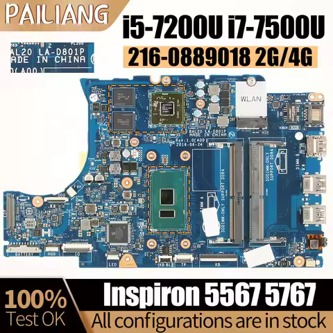 LA-D801P For Dell Inspiron 5567 5767 Notebook Mainboard BAL20 LA-D801P i5-7200U i7-7500U 216-0889018