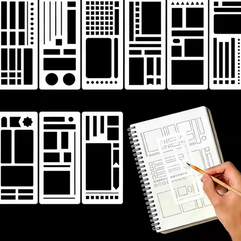 3/9Pcs Handmade Flexible Record Template DIY Scrapbooking Dot Grid Journals Planner Drawing Checklis