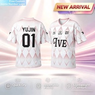 Kpop IVE Yujin 01 Diamond Lattice PrinJersey Lightweight Sport Tee Family Matching Parent Child Fans