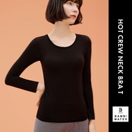 JAPAN PATENTED 24HRS Bra Padded Hit Crew Neck Long Sleeve Top ｜ Anti-Sagging Fit Sleep BAMBI WATER