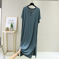 Modalขนาดใหญ่ชุดสตรีฤดูร้อน2020 MMVคอสั้นแขนยาวกระโปรงแยกด้านล่างกระโปรงนอน