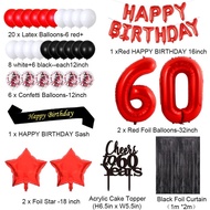 Red 60th Birthday Decorations Happy Birthday Banner Sash Cheers To 60 Years Cake Topper Number 60 Co