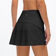 327Lulu Yoga Sports Fitness Shorts Women's Anti-glare Outdoor Quick-drying Breathable Tennis Skirt Running Training Pleated Skirt