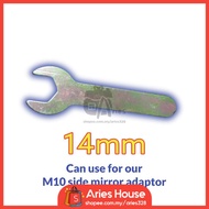 Spanar Nut M10 Bolt Side Mirror Adaptor Saiz 14 Wrench Motorcycle Universal Screw Nut Opener Spanner