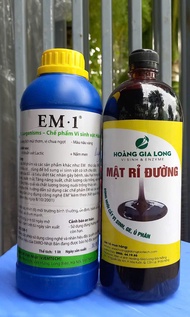 Combo 1 lít Chế phẩm vi sinh EM1 gốc + 1 lít Mật rỉ đường nhân sinh khối 20 lít men thứ cấp